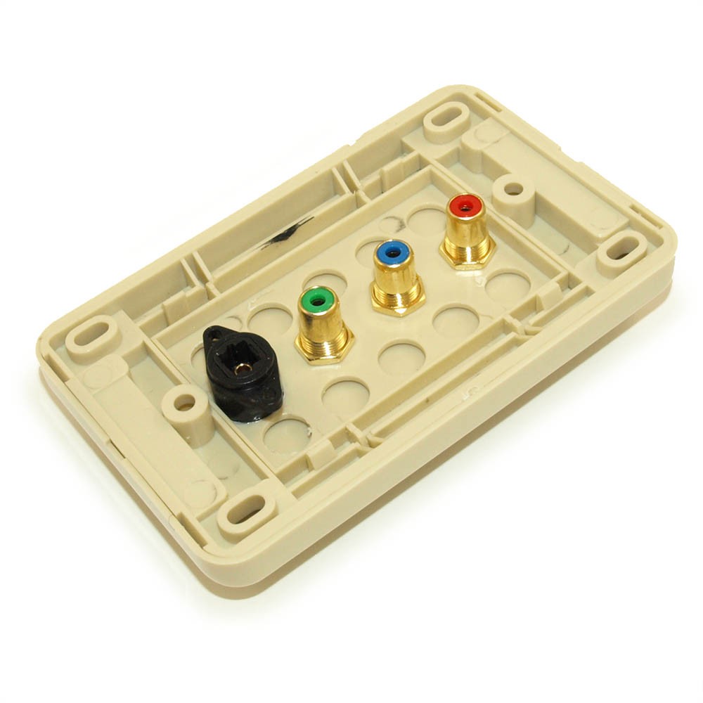 Wallplate: 3 RCA component & Toslink Optical Gold Plate Ivory