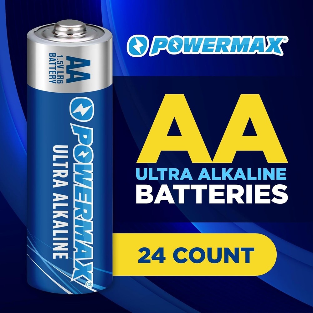 Powermax 24-Count AA Batteries, Long Lasting Alkaline Battery