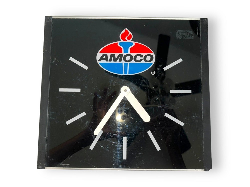 VTG 80s Advertising Clock AMOCO Logo, working