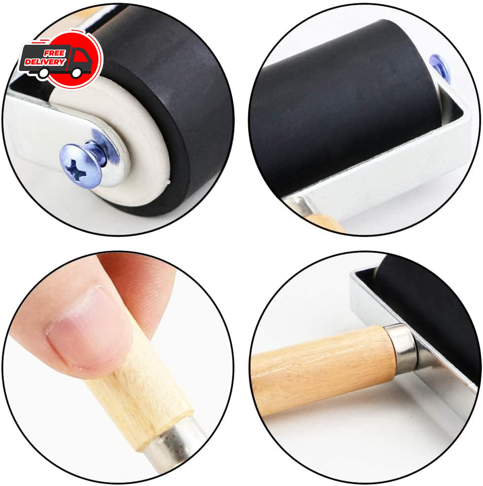 3 Pack Rubber Roller - Brayer Rollers with 3 Size for Crafting Brayer Rollers