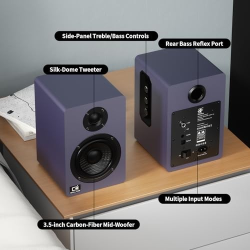 60W Computer Speakers for Desktop PC, DSP, Bluetooth 5.3, 24-Bit slate blue