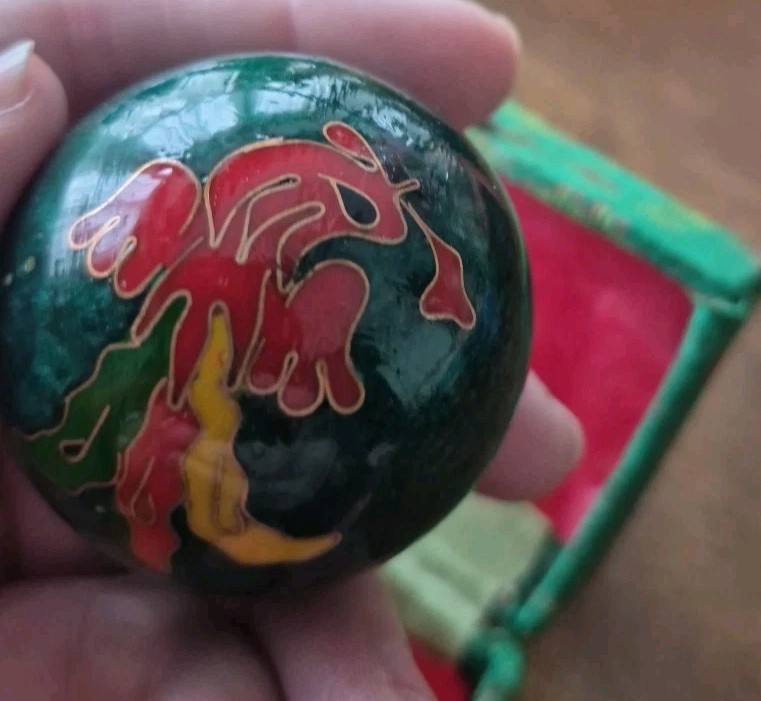 Chinese Shouxing Baoding Balls ~ Vintage ~ Enamel Dragons