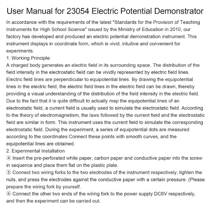 Interactive Electric Potential Difference Equipotential Demonstrator Apparatus