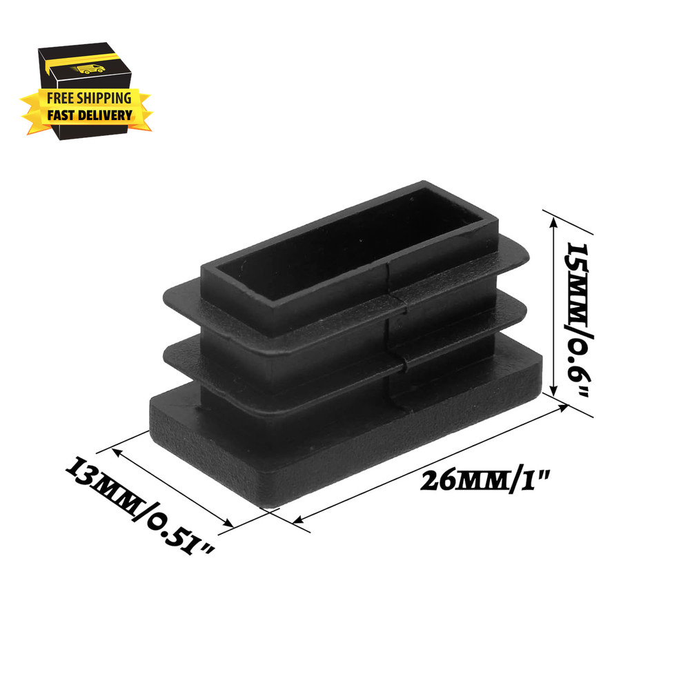 Rectangular Tubing End Caps, Plastic Plug Insert, Black End Cap for Tube Hole In