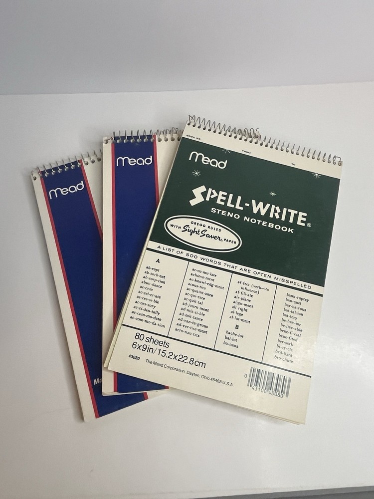 Vintage 1986 Mead Spell-write Sterno Notebook