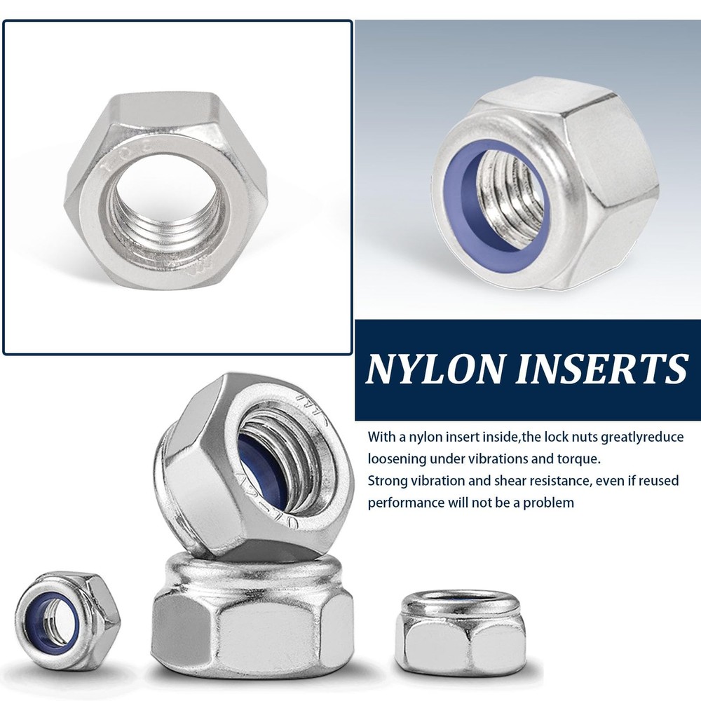 Vifmy Metric Hex Nuts&Locknuts Nuts and Locknuts,360 Pcs, Silver