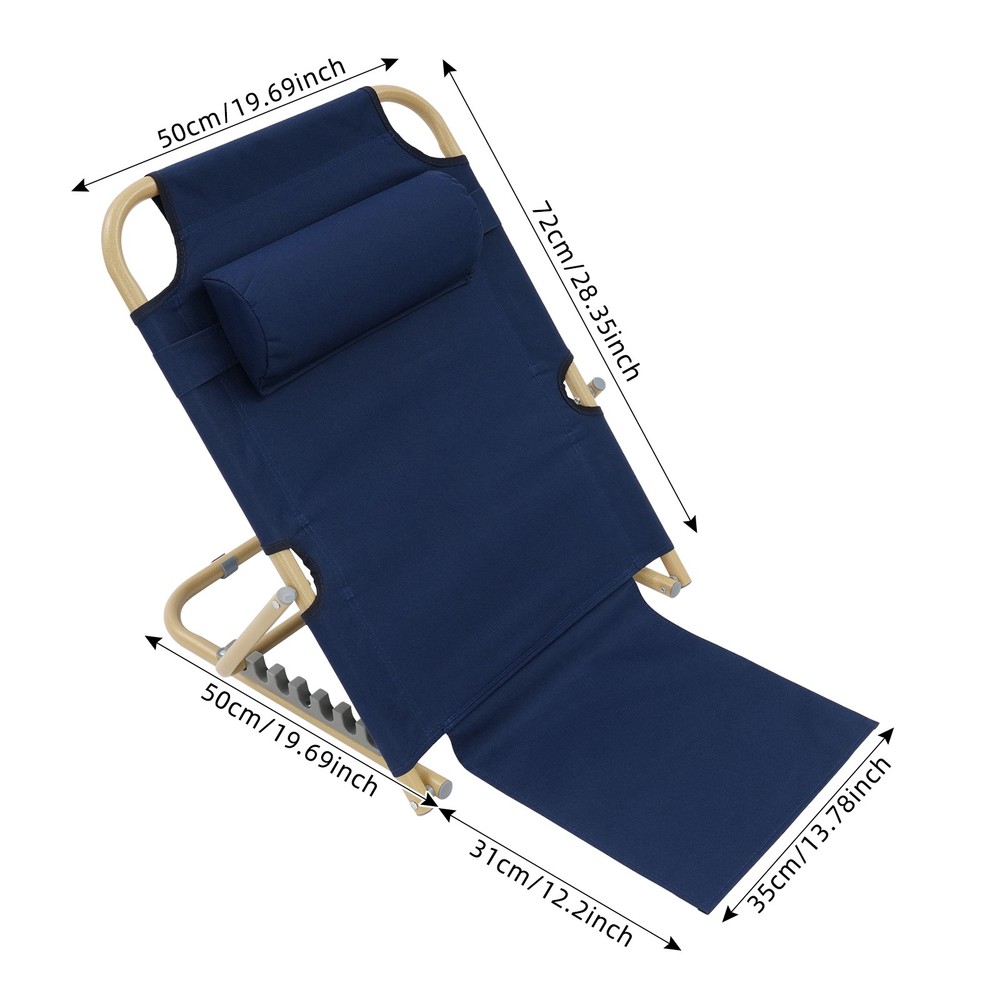 Folding Adjustable Sit up Back Rest Portable Lifting Bed Backrest Deep Blue NEW