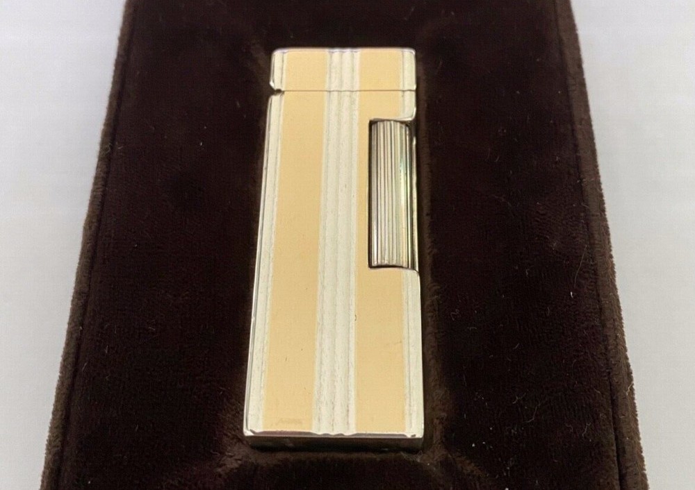 SOLID 925 STERLING SILVER /14K GOLD BUTANE DUNHILL CIGARETTE LIGHTER