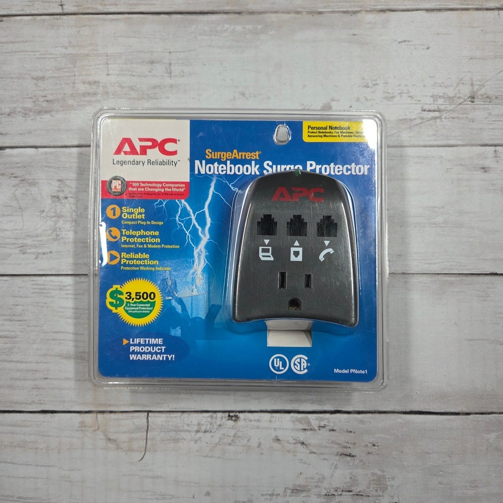 APC SurgeArrest Notebook Surge Protector PNote1 Single Outlet Phone Protection