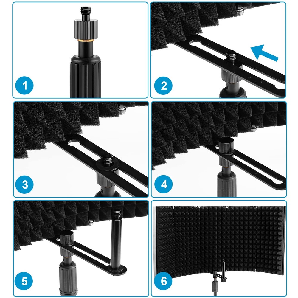 Microphone Isolation Shield, Microphone Isolation Shield with Stand and Pop F...