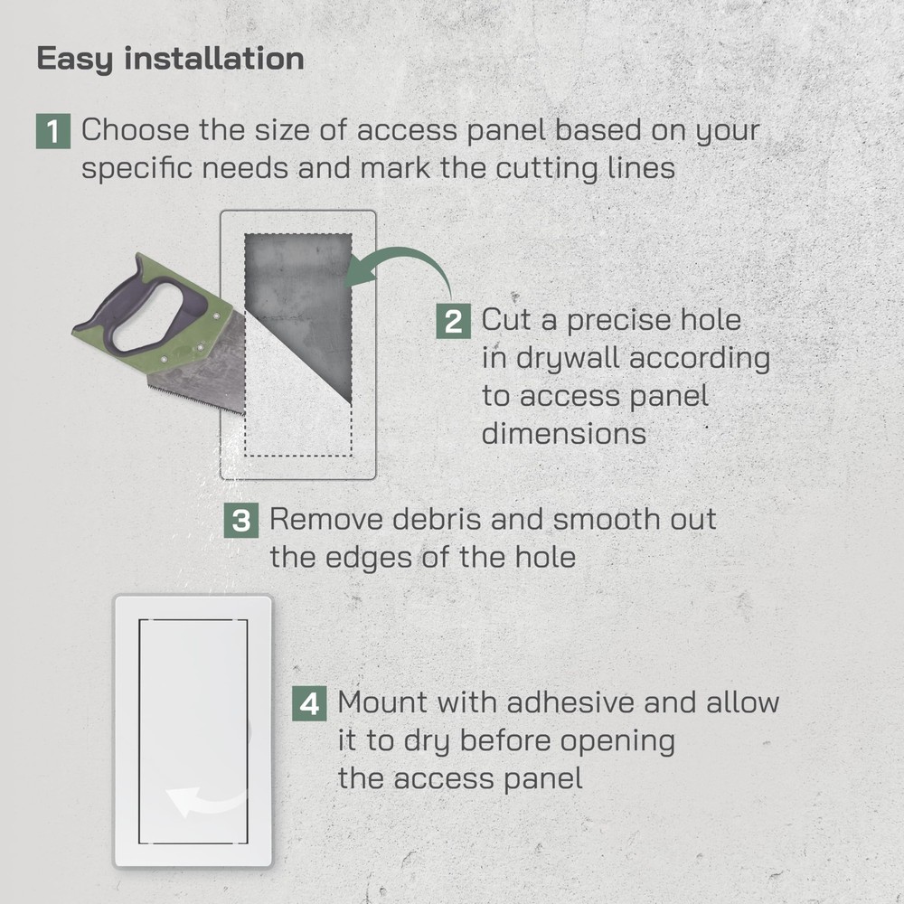 4x8 Access Panel - Easy Doors ABS Plastic for Drywall Wall and Ceiling Electr