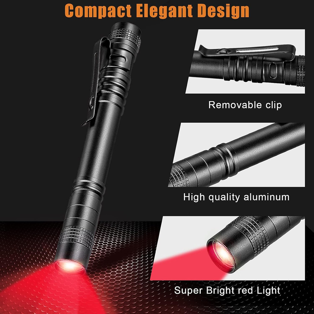 4 Pcs Red Light Flashlight Red LED Flashlight Pen Light Bright Torch for Night A