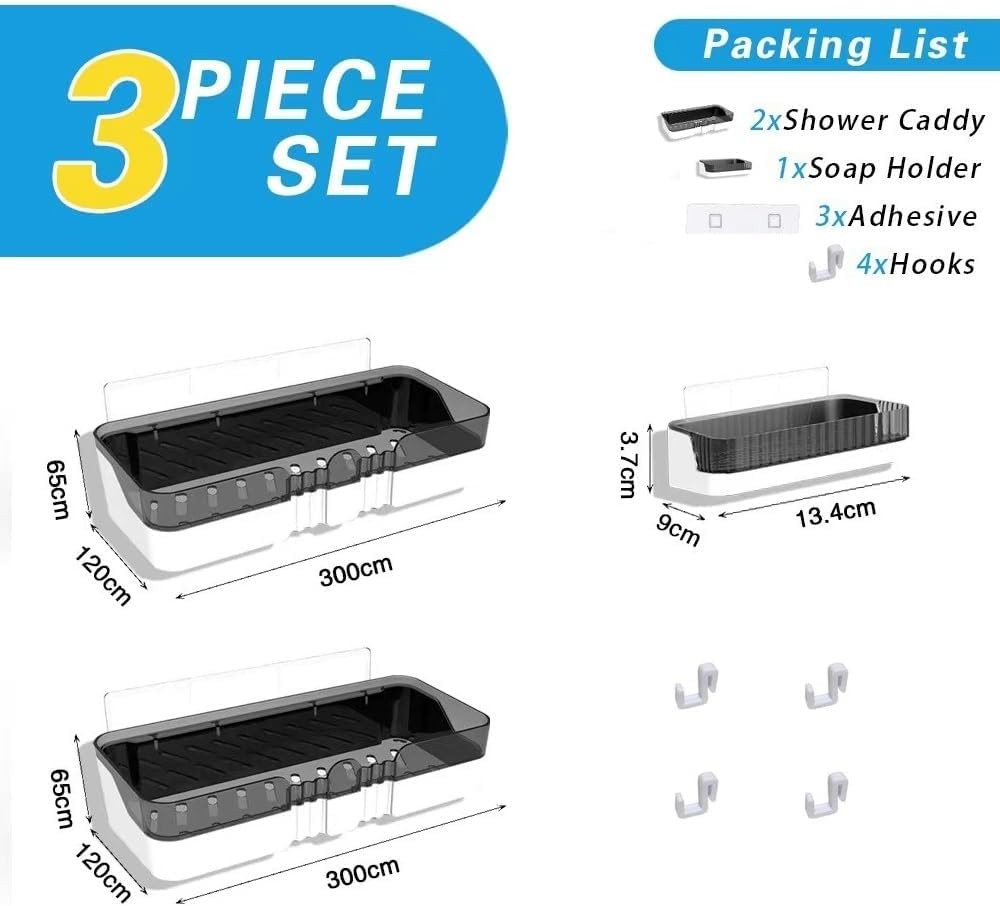 2-Pack Shower Caddy, Separable Shower Organizer with Soap Dish and Hooks