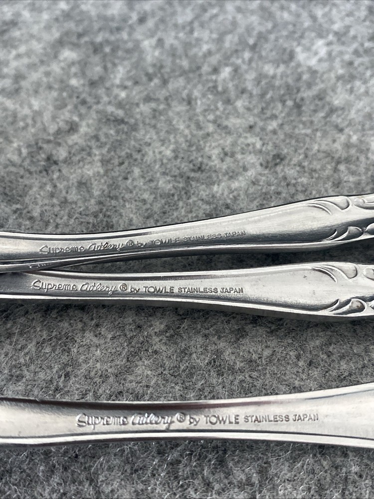 3 TOWLE/SUPREME CUTLERY STAINLESS FLATWARE, "PIERRE" PATTERN DINNER FORKS