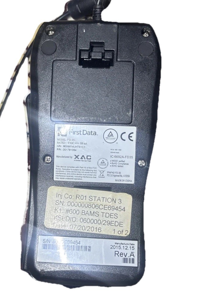 First Data FD35 PIN pad EMV Ready / Tested And Working