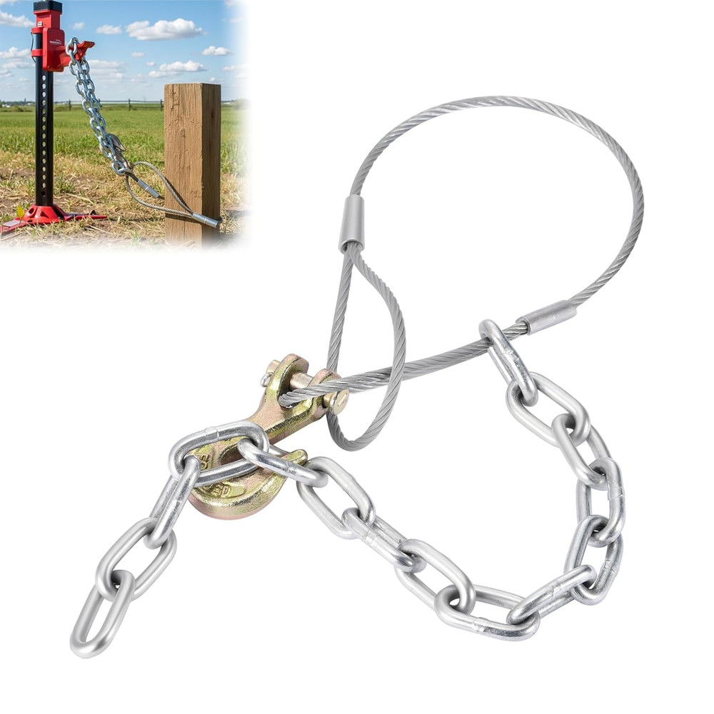 Fence Post Remover Tool – Heavy-Duty Galvanized Cable & Chain to Pull 4X4 Posts