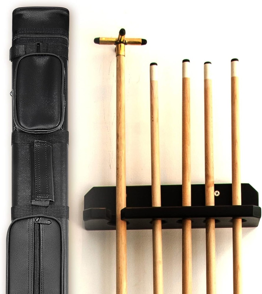 3x6 Pool Cue Hard Case - Protection with Adjustable Strap & Accessories