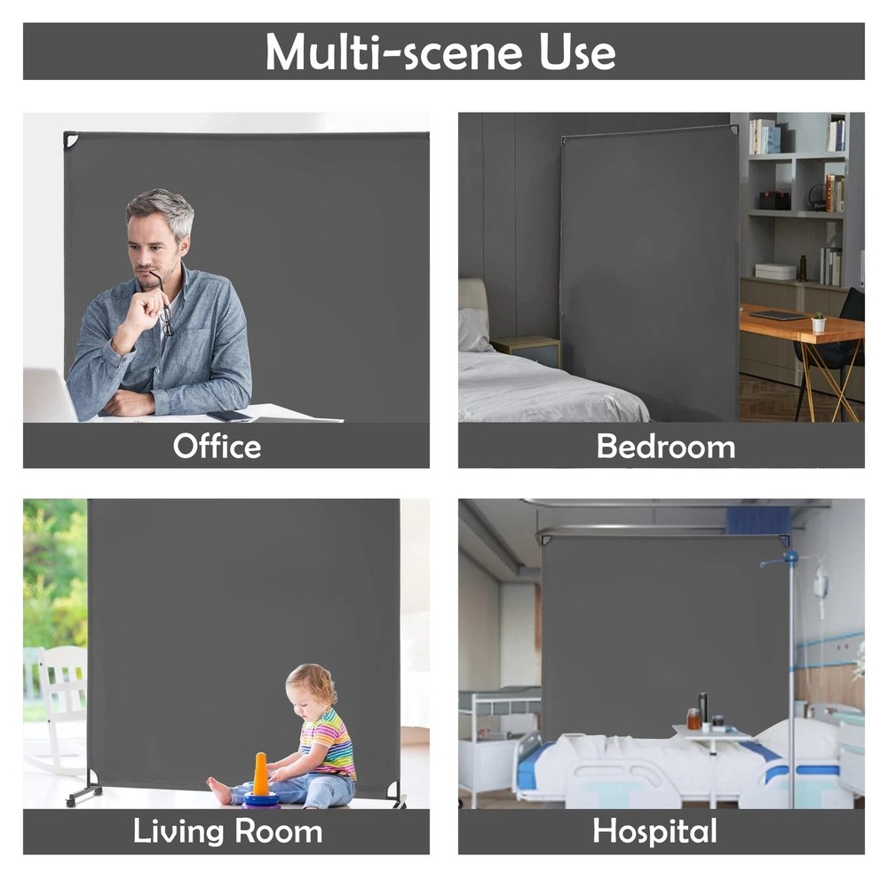 6FT Single Panel Rolling Room Divider, Partition Privacy Screens with Wheels,...