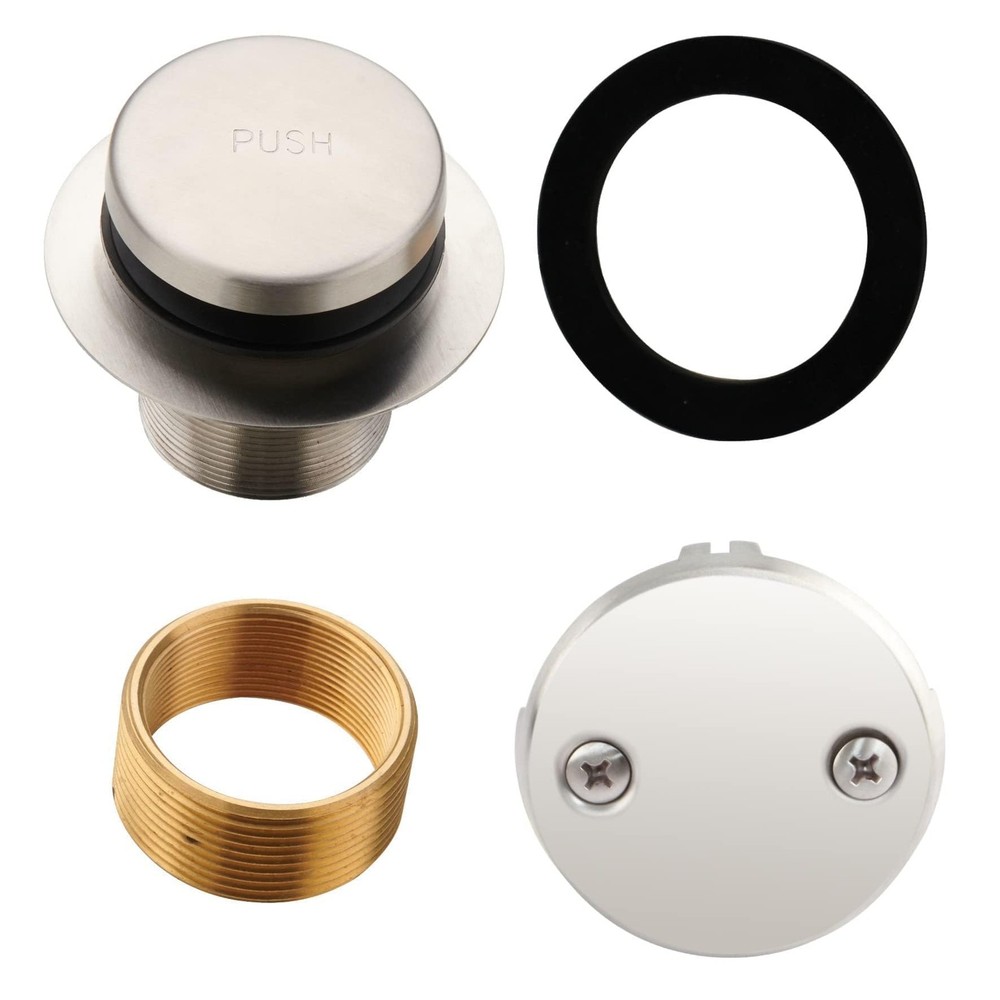 Brushed Nickel Tub Drain Tip-Toe Trim Set Conversion Kit