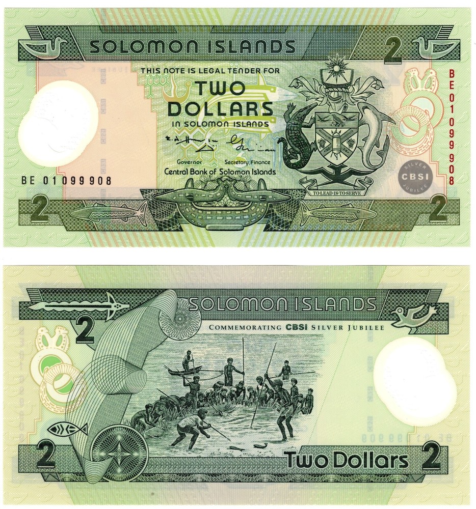 2001 Solomon Islands 2 Dollars Banknote UNC P23 Polymer commemorative