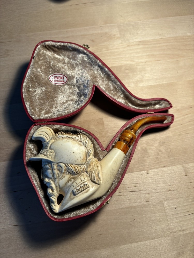 Genuine Block Meerschaum Levent Bent Billiard MASSIVE Conquistador W/ Case