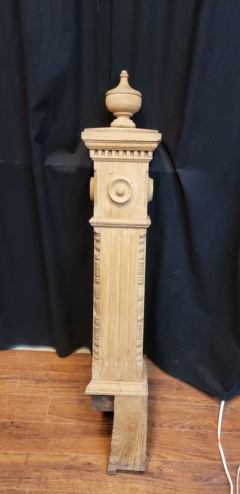 Restored Ornate Solid Oak Newel Post 55 1/2" by 8 1/2" GA9796
