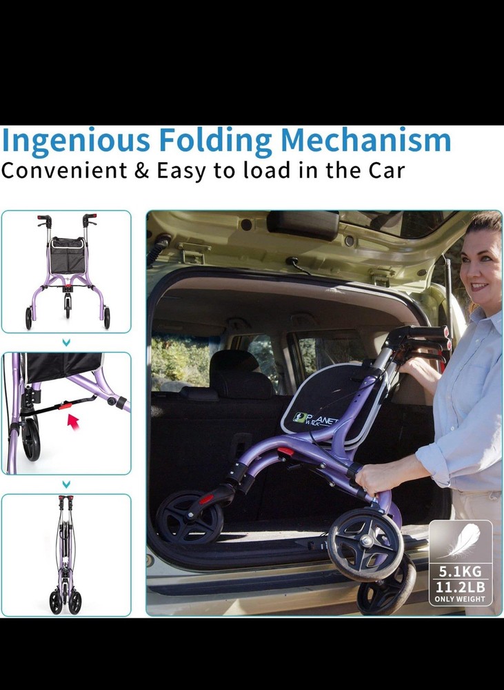 Planet Walk Premium 3 Wheel Rollator Walker