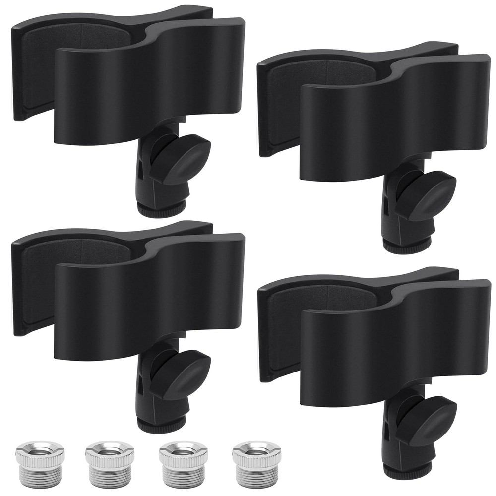 Adjustable Microphone Holder Clip, 4 Pcs Plastic Spring Mic Clip, Microphone ...