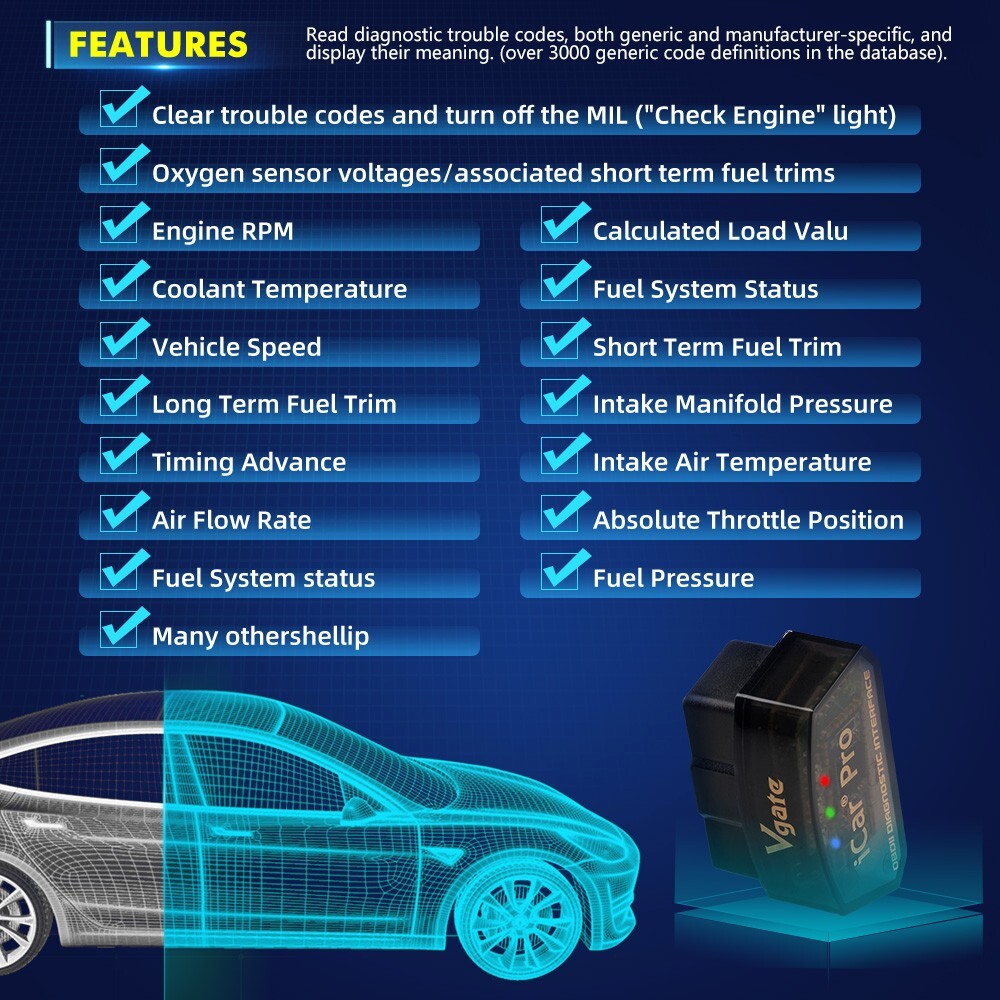 Vgate iCar Pro Bluetooth OBD Diagnostic Scanner Tool Code Reader For IOS Android