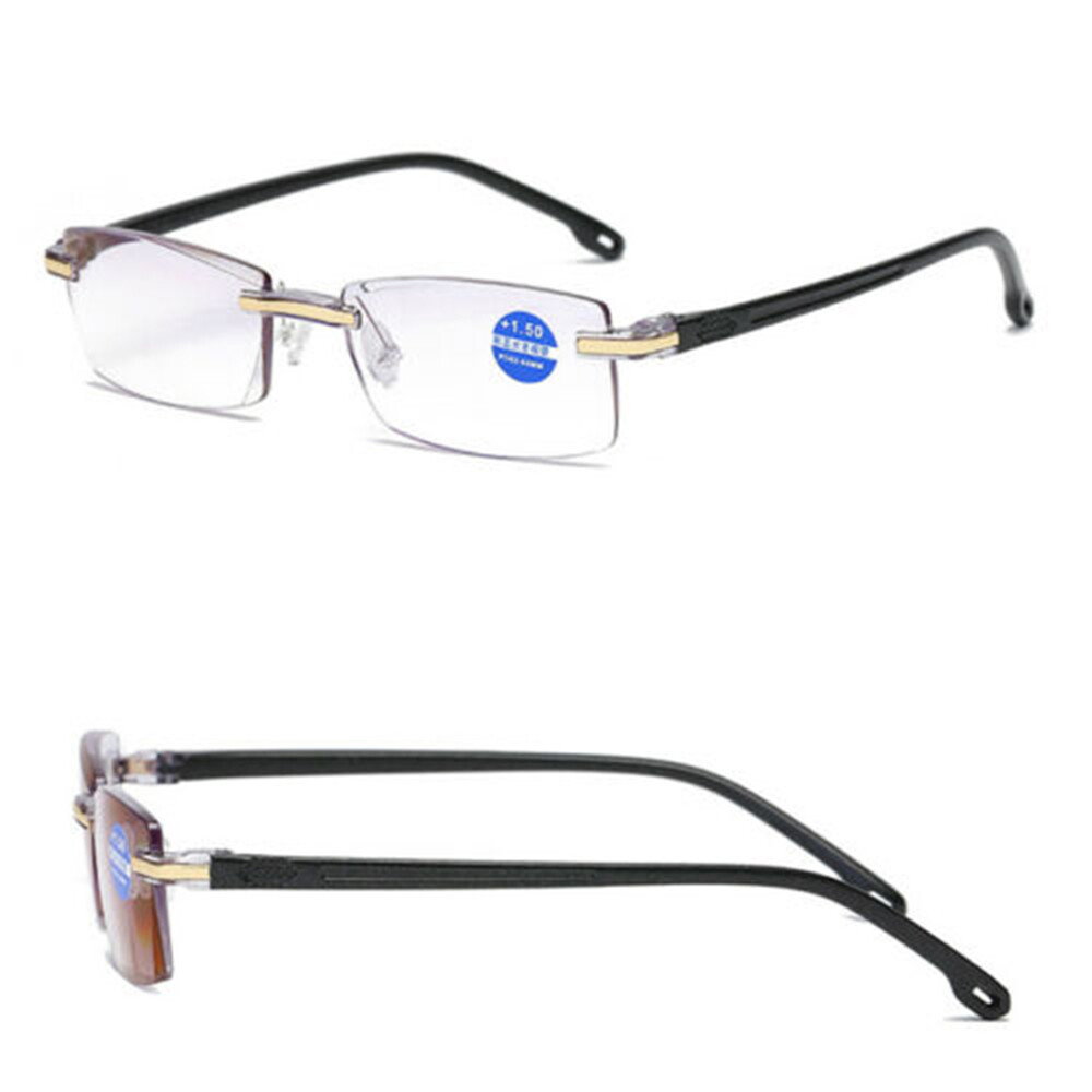 1-10 PK Mens Ultralight Rimless Rectangular Reading Glasses Blue Light Blocking