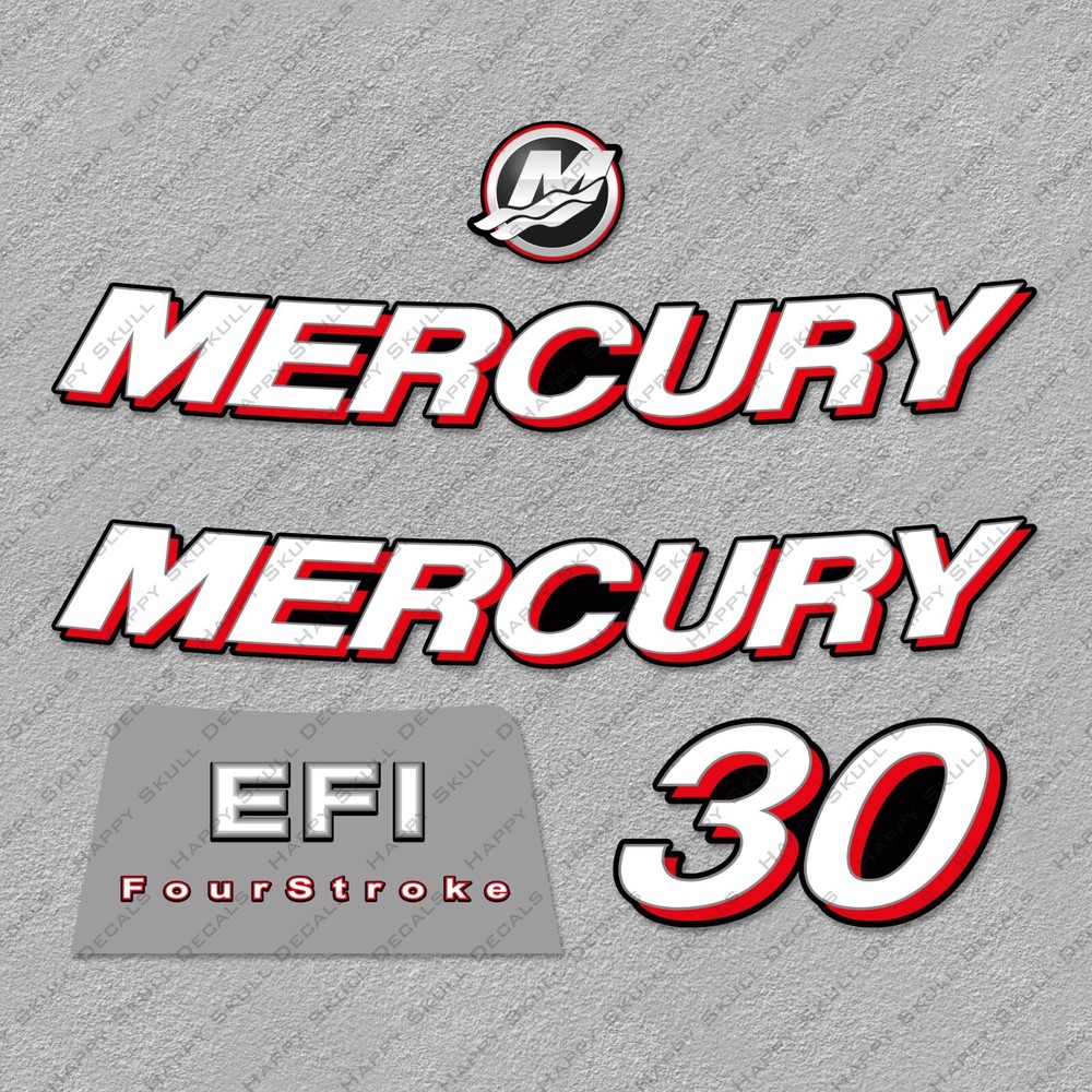 Mercury 30 hp Four Stroke EFI 2006-2012 Set outboard engine decals sticker