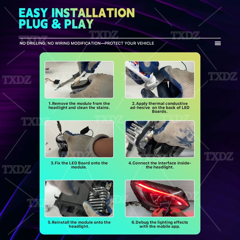 RGB DRL LED Boards For Mercedes C-Class W205 C300 C63 C400 C200 C63 2015-2018