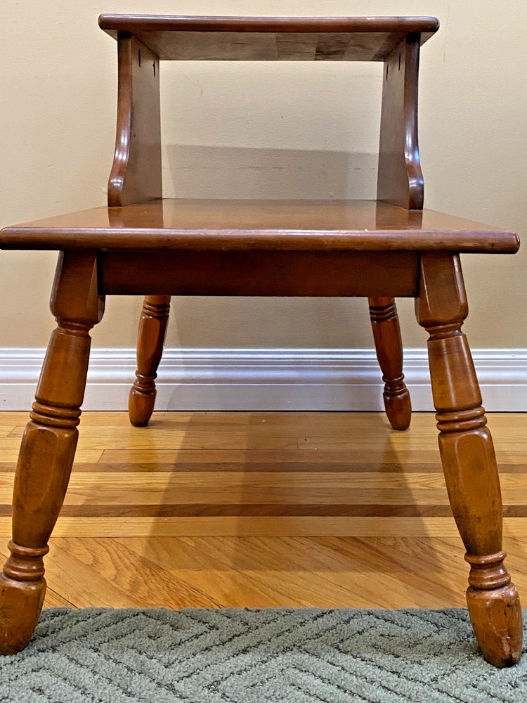 Mid Century Solid Oak End Table ~ Two Tiers