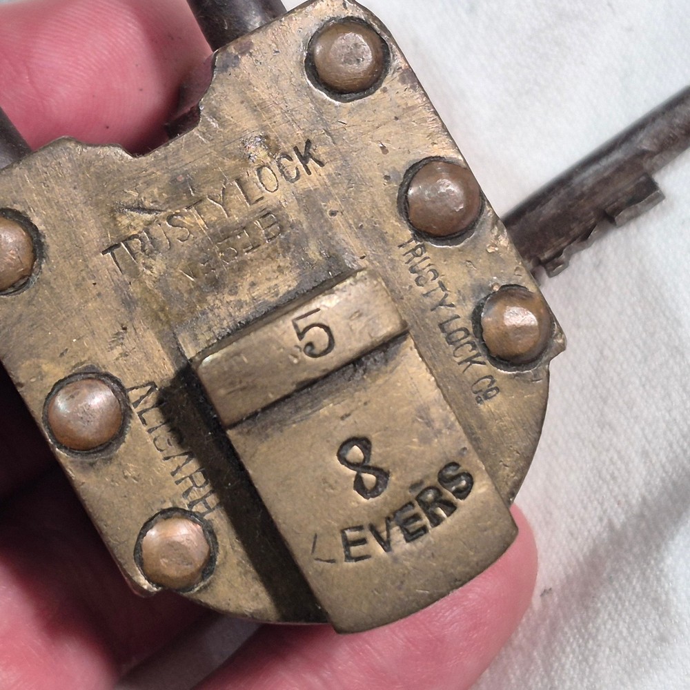 BRASS PADLOCK By TRUSTY LOCK 8 LEVERS