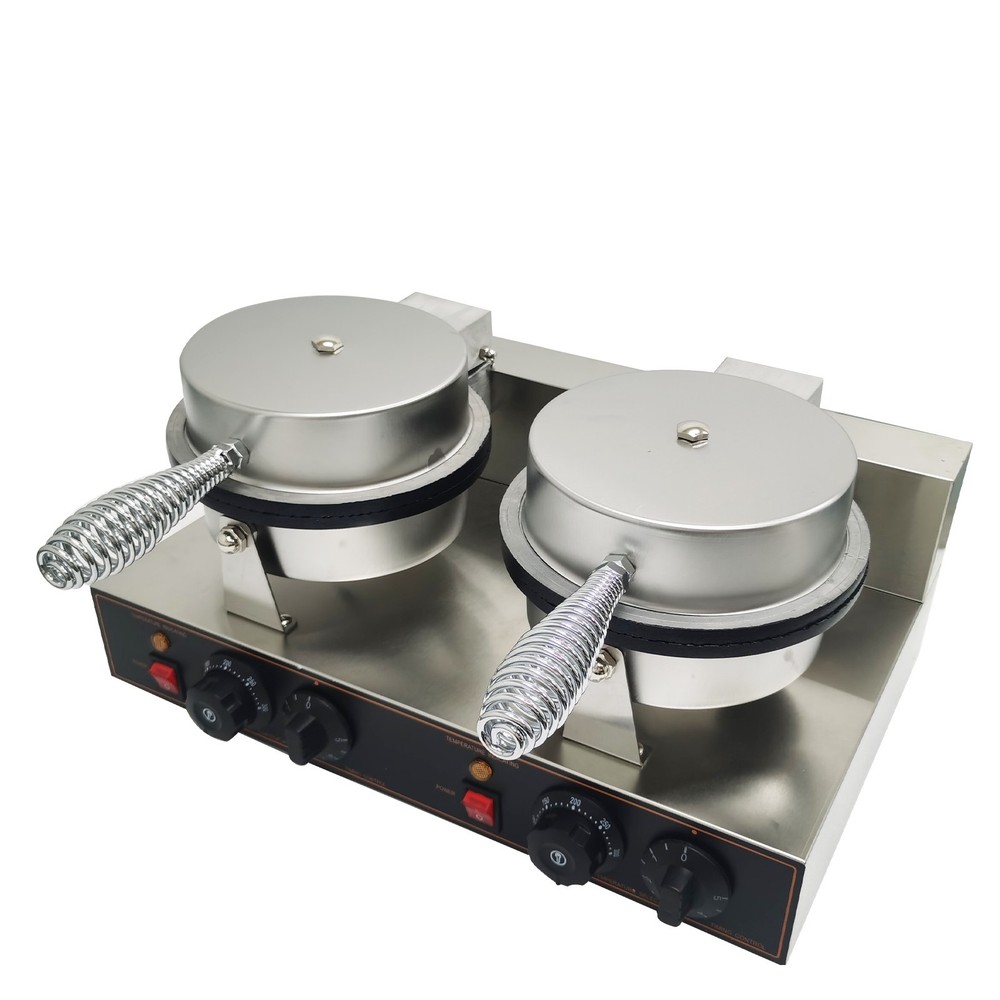 Ice Cream Waffle Cone Maker Machine Non-stick Double-head Egg Roll Making 110V