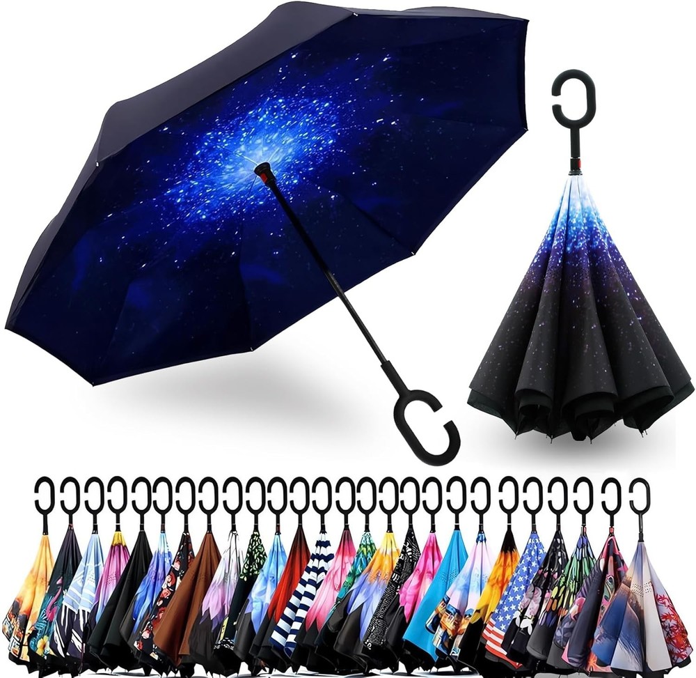 49/56 Inch Inverted Reverse Upside Down Umbrella Extra Large Double Canopy