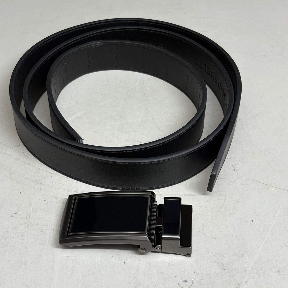 SLIDEBELTS Black Leather Belt Strap (With Buckle)