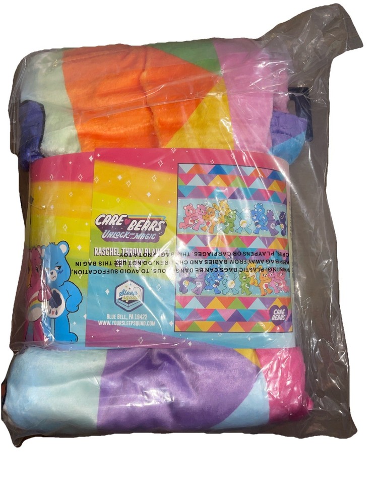 CARE BEARS “Caring is Magic" THROW BLANKET 80” X 60” NWT