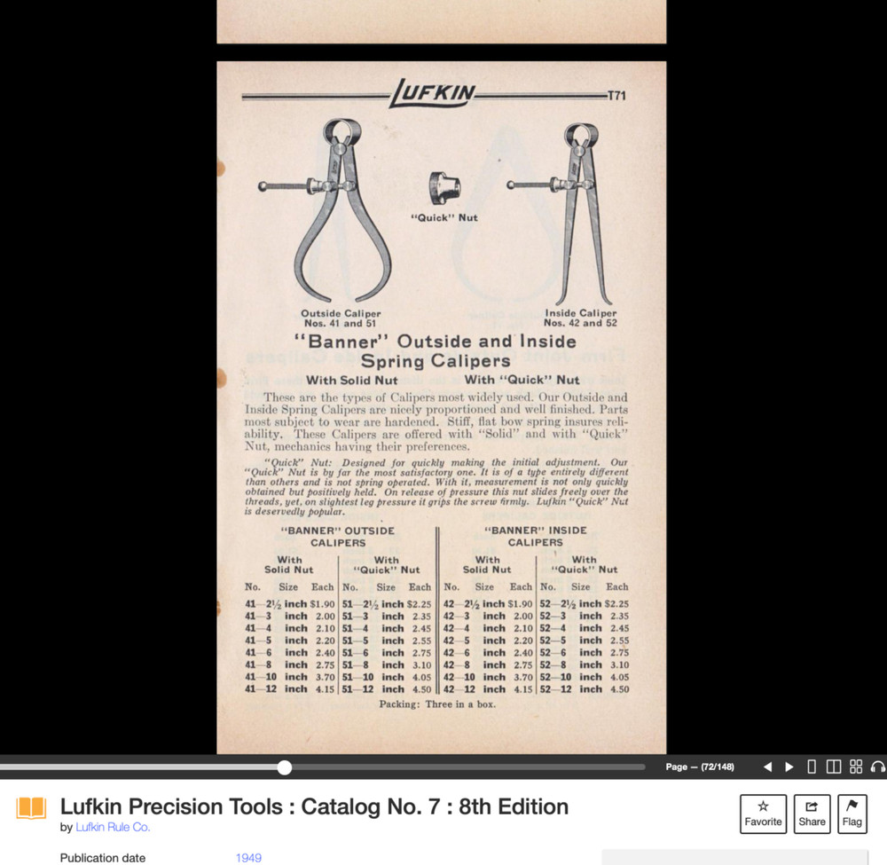 LUFKIN 6" #41 + #42 Outside Calipers