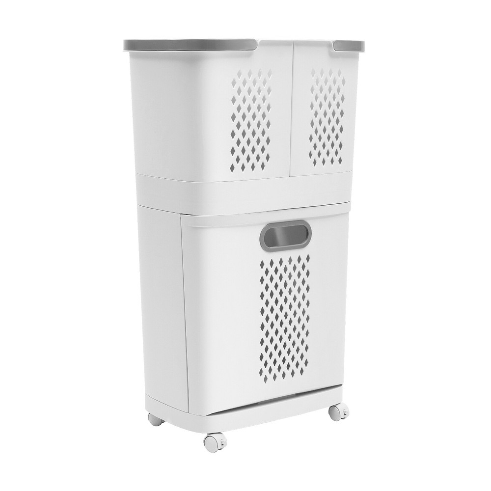 Laundry Basket Movable Hand-Held Bathroom Clothes Storage Basket with Wheels