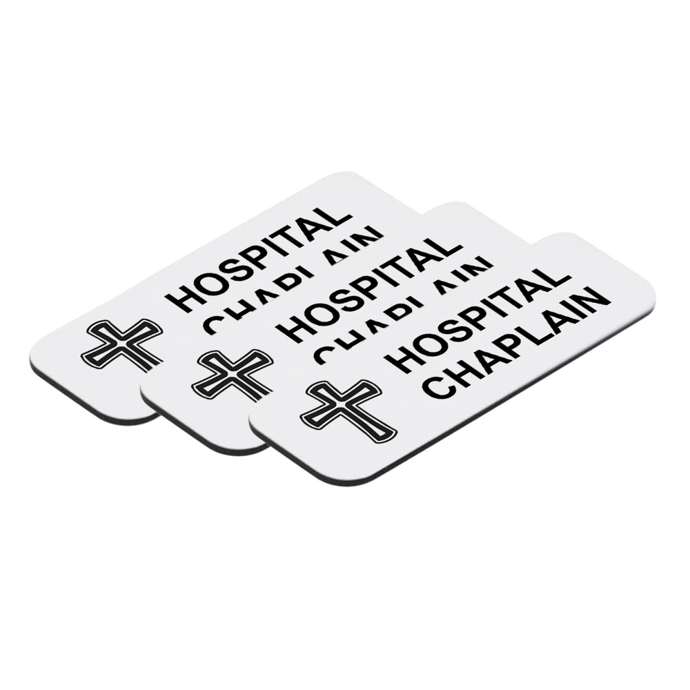 Hospital Chaplain 1 x 3" Name Tag/Badge, (3 Pack)