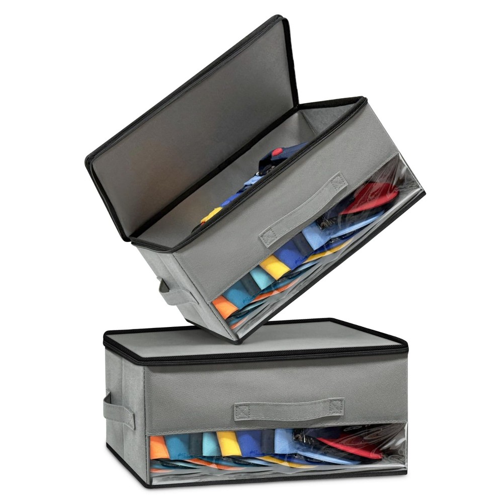 2 PCS Stackable Hat Storage for Baseball Caps, Space Saving Hat Organizer Box...