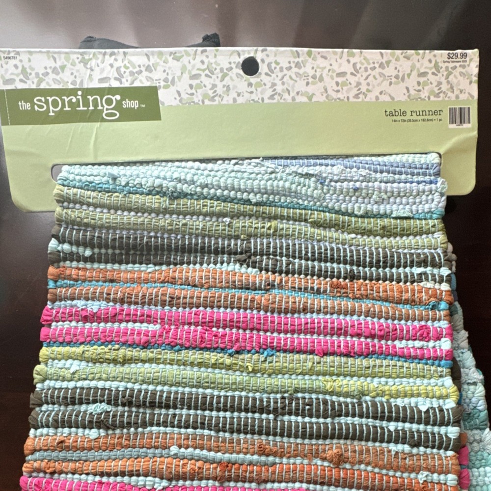 The Spring Shop Multicolor Striped Cotton Table Runner 14x72in Rectangular