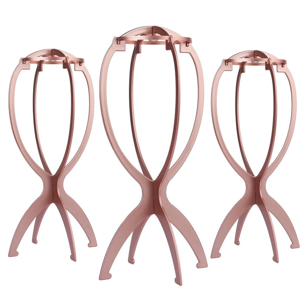 Head Stand for Wigs, Rose Gold 3 pack