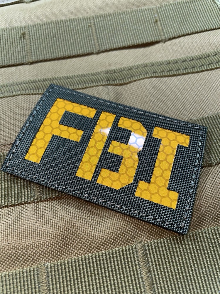 FBI IR infrared Reflective Tactical patch with Hook Loop Backing Green