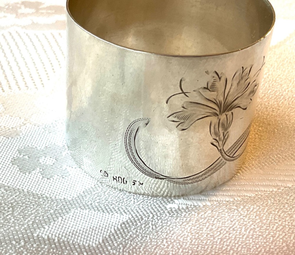 Antique German solid silver napkin ring RIA