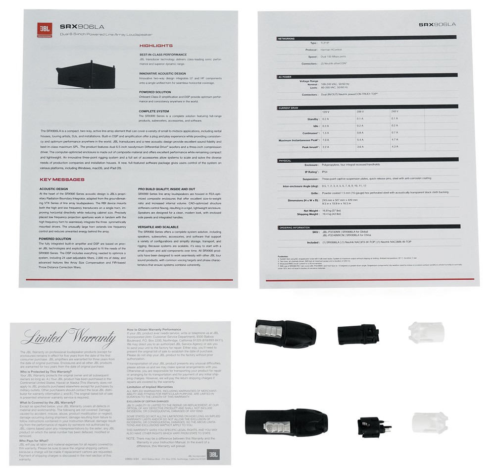 JBL SRX906LA Dual 6.5" 2-Way Powered Line Array Column Speaker