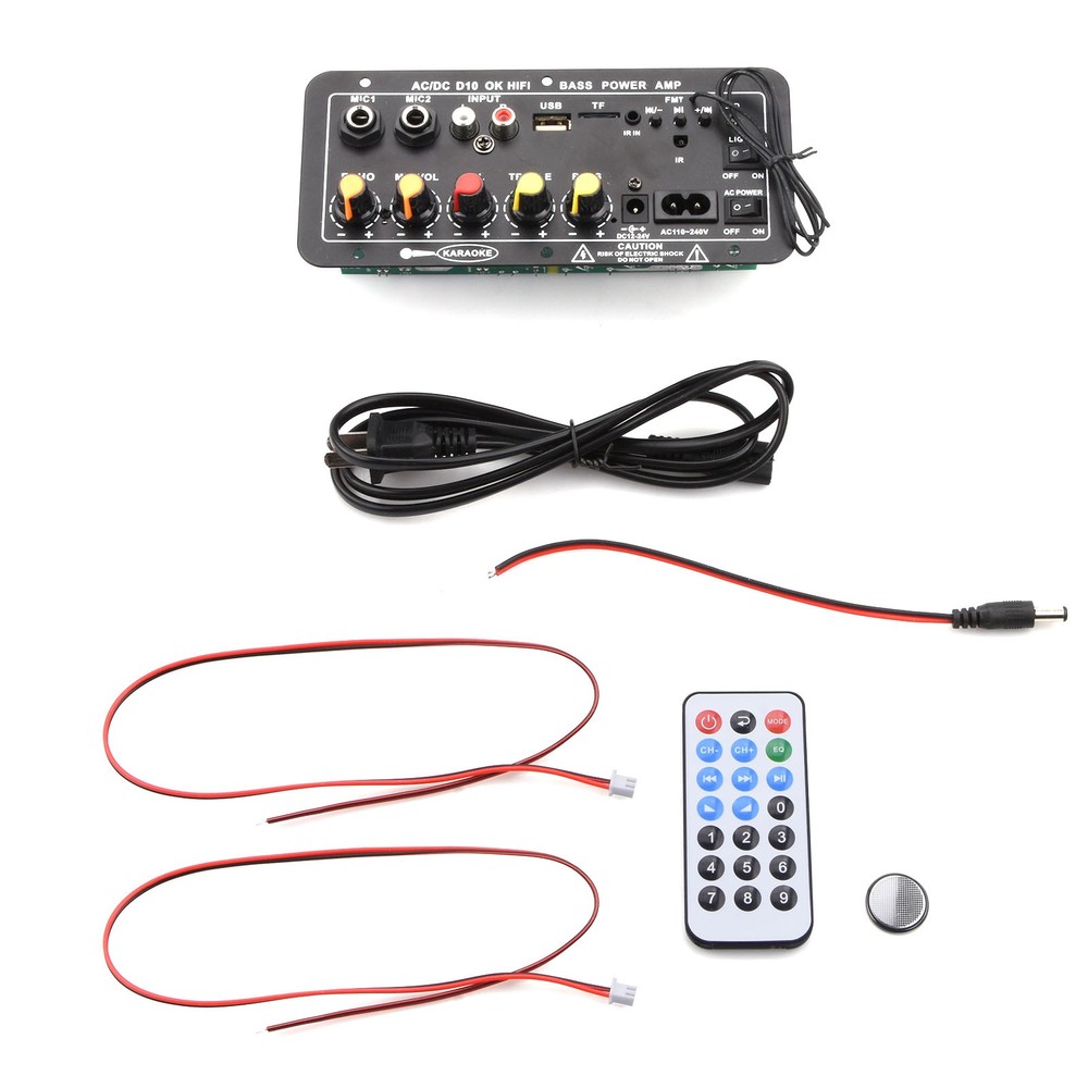 1set Audio Amplifier Board Bluetooth/3.5mm RCA/U disk/TF/MIC Input Support