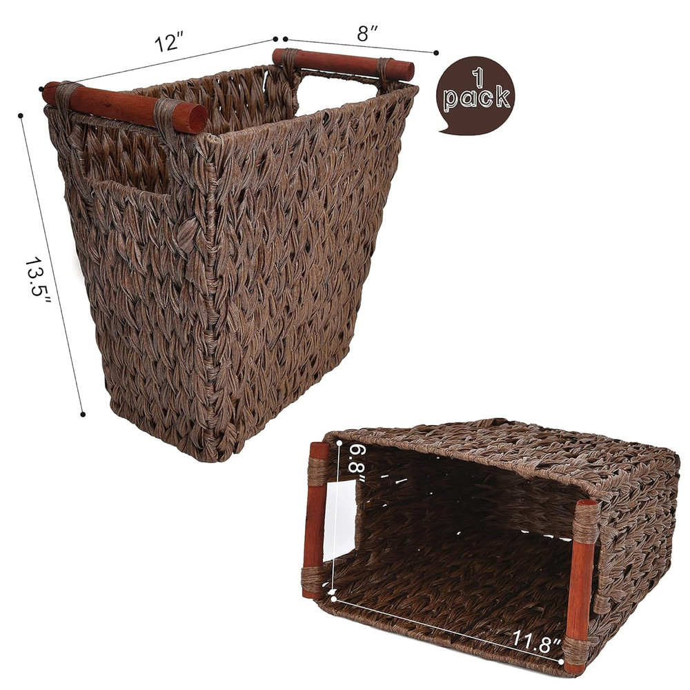Bundle of 1-Pack Wicker Wastebasket & 3-Pack Wicker Storage Baskets