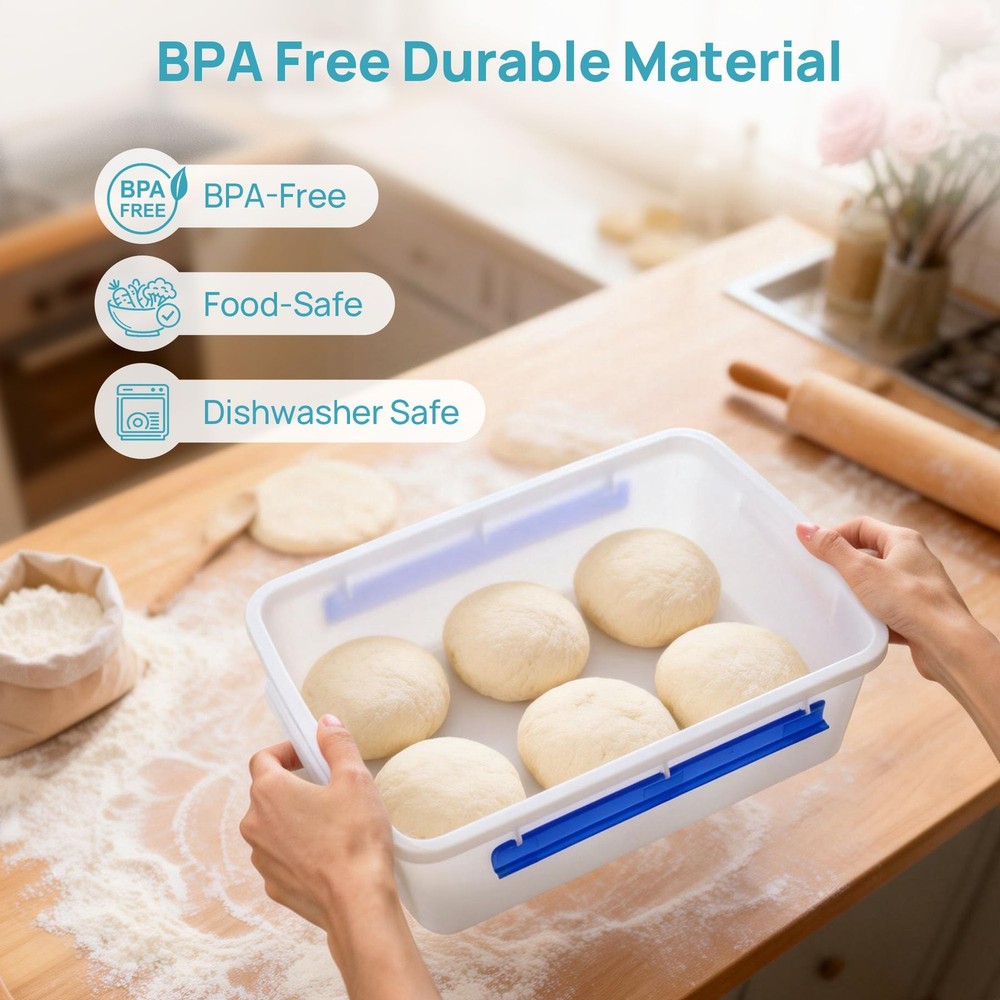 Vtopmart 2 Pack Pizza Dough Proofing Box, Pizza Dough Container with Snap-on ...